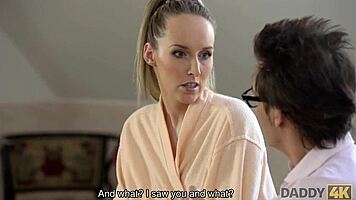 Cute teen amateur tries blowjob and sex with older man for first time