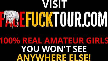 Petite latina gags on big white cock! 😈