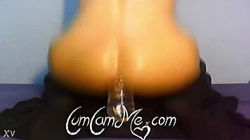 Big Ass Rides Water Bottle Anally 😈