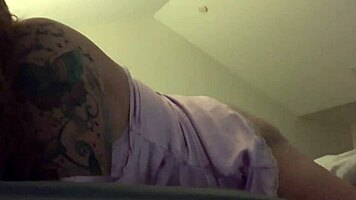 I cum hard in pink satin lingerie, horny milf masturbating with dildo