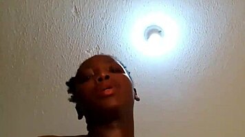 Thirsty black teen handles huge cock riding