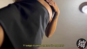 Young Latina in homemade video with subtitles