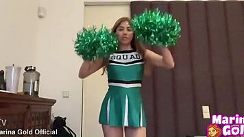 horny cheerleader fingers herself to orgasm