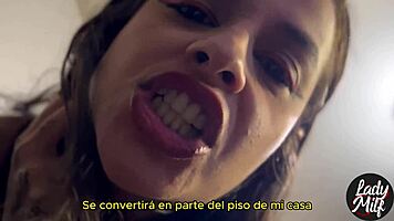 Young Latina in homemade video with subtitles