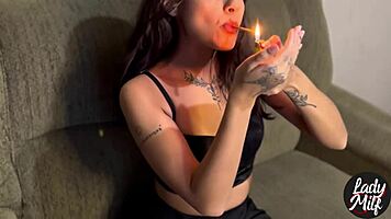 Young Latina in homemade video with subtitles