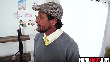 threesome with mature woman and old man