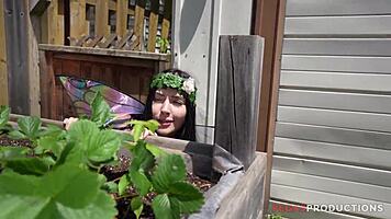 brunette college girl in cosplay gets choked and deepthroated 😍