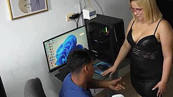 hard sex in office with latina babe