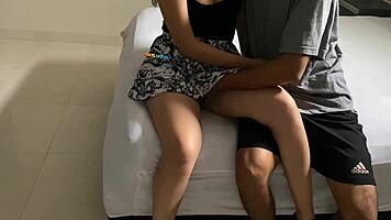 I invited 18 year old for movie, short skirt, ended fucking without condom 😏 full video.