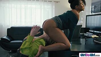 dominant milf lady boss strapon anal fucks ebony secretary