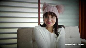 Sexy latin girl masturbates in dirty interview