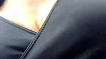 Stepmother with big boobs walks outside