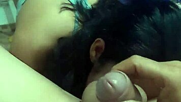 Curvy Latina amateur fucks passionately at home with people nearby, cumming in her mouth as she swallows.