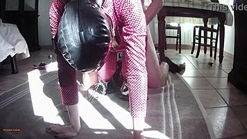 Milf In Leather Catsuit And Boots Gets Throated Fucked Cum On Tits