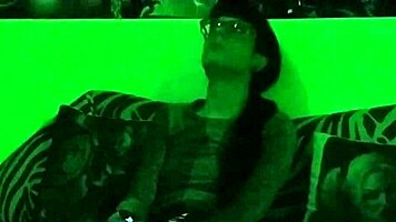 Beth kinky sexy goth domina smoking in green light