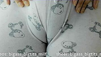 Camel toe pajama with huge tits and wet pussy 😍