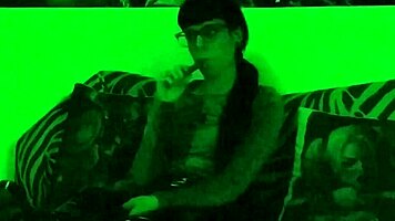 Beth kinky sexy goth domina smoking in green light