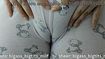 Camel toe pajama with huge tits and wet pussy 😍