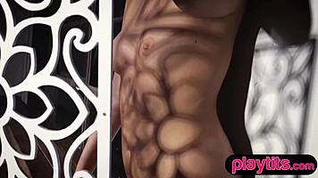 petite blonde canadian beauty strips lingerie to reveal perky tits