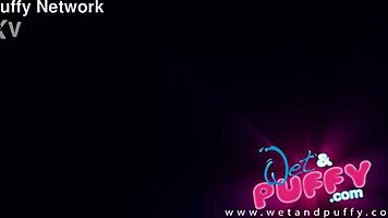 brunette teases swollen pussy with dildo