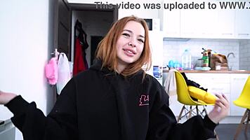 Red-haired beauty's mind-blowing blowjob positions at home
