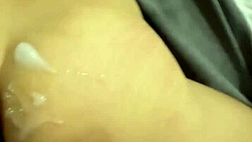 Huge load lands in her perfect ass during close-up