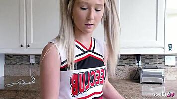 petite pigtails cheerleader gasps, wow, that first fuck orgasm was intense!