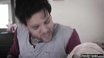 Shy Girl Rubs on Guy's Jerkoff and Sucks Him