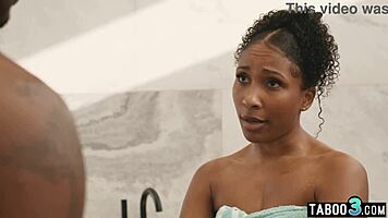 Petite ebony babe olivia jay masturbates and fucks big black cock