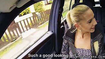 Blonde Amateur Hitchhiker Seduces In Car POV With Panties Teasing