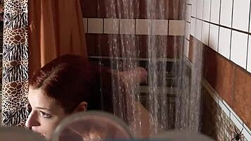 Peeping in on scarlett mae taking a shower with spy cam