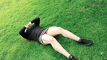 The Hottest Colombian Latina Exhibitionist Takes Me To The Park For Recording Her Panties And Pussy Part1