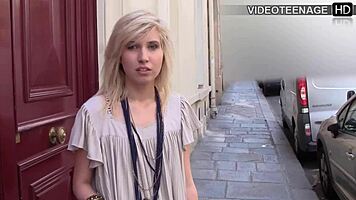 hey, that 18 year blonde vicky plays with sex toy during her porn casting?