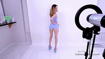 Blonde bombshell at modeling audition