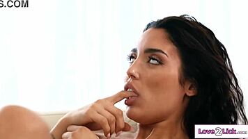 Latina roommate sucks perky tits and gets pussy licked in dorm.