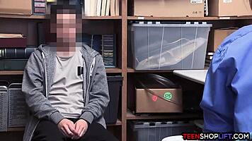 Mall cop milf blackmails young guy for sex