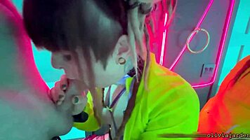 Public Sloppy Deepthroat in a Rave Bathroom