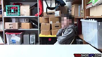 Mall cop milf blackmails young guy for sex