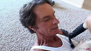 German blonde pornstar annette schwarz gets femdom anal sex by old guy with toys and cock before swallowing load