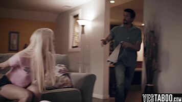 Skinny Russian Teen Stepdaughter Double Penetrated by Her Stepdad