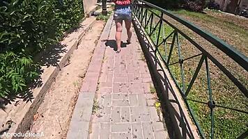 Hey, this eighteen teen is wetting her wet pussy outdoors in public sport toilet fetish feet 😏💦