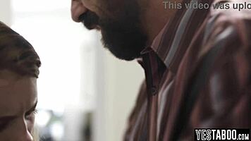 mature man comforts petite teen with big dick