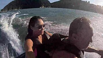 Teen latina with big ass experiences first time on beach jet ski