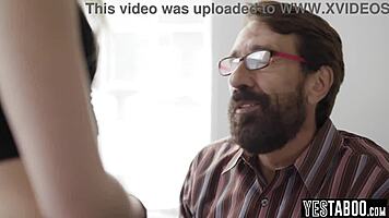 mature man comforts petite teen with big dick