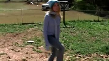 My cute neighbor strips and teases her slim body while masturbating her pussy