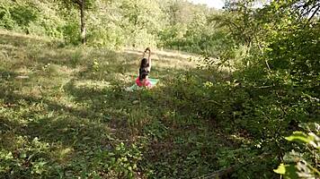 caught stranger doing yoga in woods gave hard cock