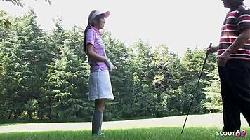 Petite Japanese Teen Seduces Older Guy To First Time Creampie Sex At Golf Lesson!