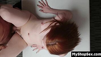 Ella Hughes caught shoplifting bent over for rough office domination fuck