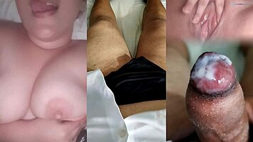 ex girlfriend teases with sheer red see through tits until i cum hard