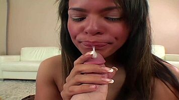 rosario sucks dick hard then gets massive facial cumshot